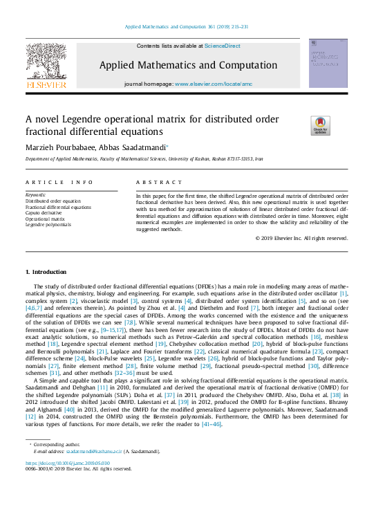 (PDF) A novel Legendre operational matrix for distributed order ...