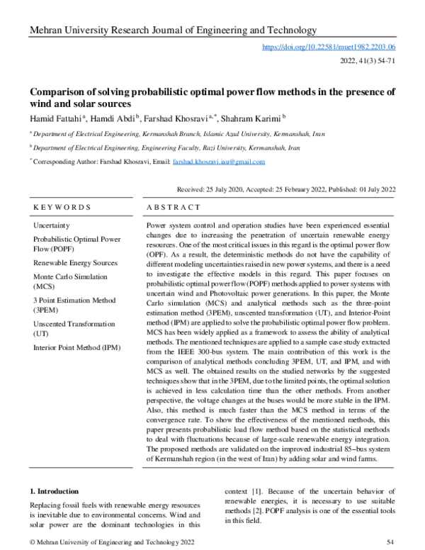 (PDF) Comparison of solving probabilistic optimal power flow methods in ...