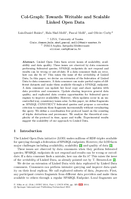 (PDF) Col-Graph: Towards Writable and Scalable Linked Open Data