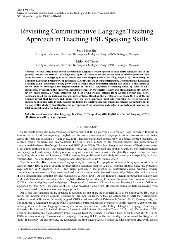 (PDF) Revisiting Communicative Language Teaching Approach in Teaching ...