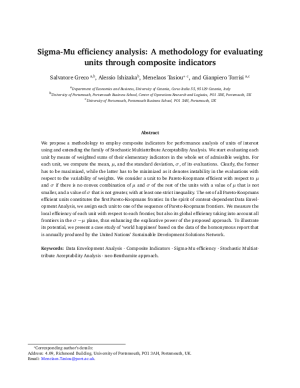 (PDF) Sigma-Mu efficiency analysis: A methodology for evaluating units ...
