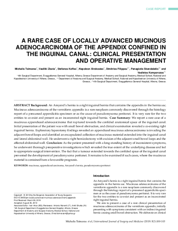 (PDF) A rare case of locally advanced mucinous adenocarcinoma of the ...
