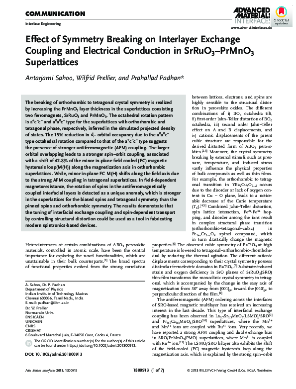 (PDF) Effect of Symmetry Breaking on Interlayer Exchange Coupling and ...