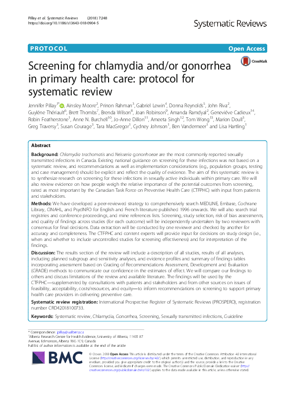 (PDF) Screening for chlamydia and/or gonorrhea in primary health care ...