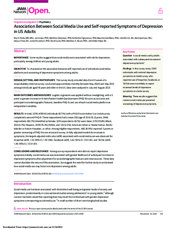 (PDF) Association between social media use and self-reported symptoms ...