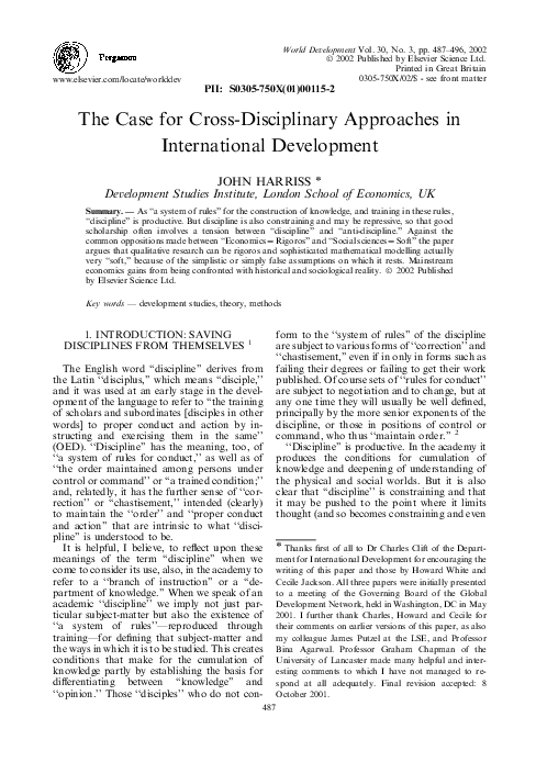 (PDF) The Case for Cross-Disciplinary Approaches in International ...
