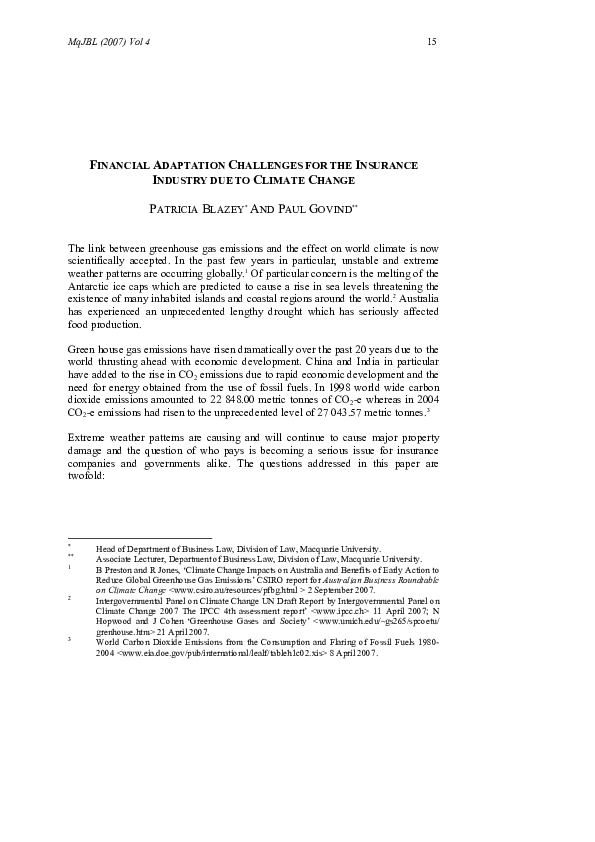 (PDF) Financial Adaptation Challenges for the Insurance Industry Due to ...