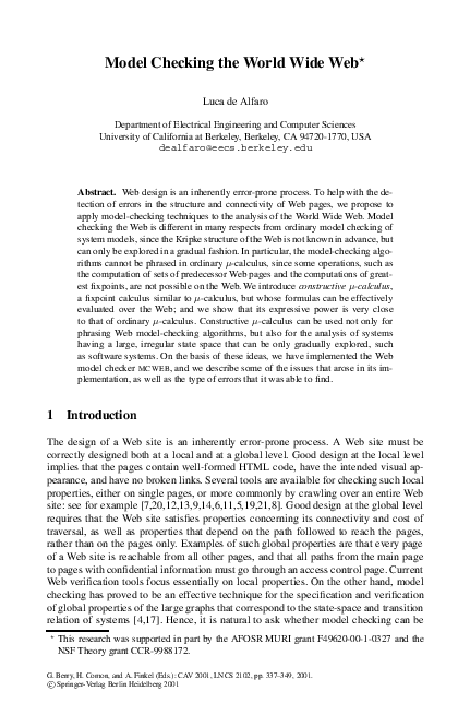 (PDF) Model Checking the World Wide Web?