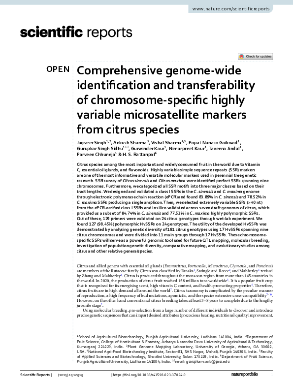 (PDF) Comprehensive genome-wide identification and transferability of ...