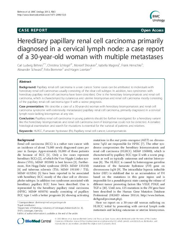 (PDF) Hereditary papillary renal cell carcinoma primarily diagnosed in ...