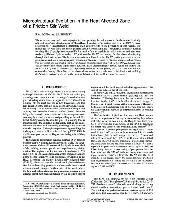 (PDF) Microstructural evolution in the heat-affected zone of a friction ...
