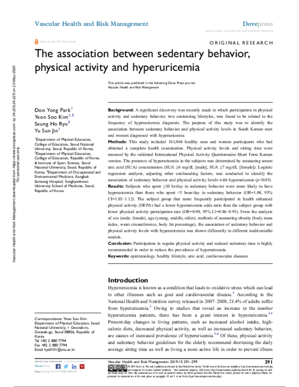 (PDF) The association between sedentary behavior, physical activity and ...