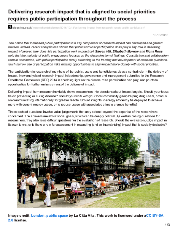 (PDF) Delivering research impact that is aligned to social priorities ...