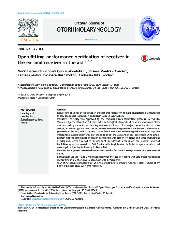 (PDF) Open fitting: performance verification of receiver in the ear and ...