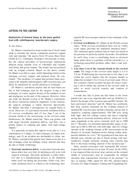 (PDF) Mechanisms of thermal injury to the lower genital tract with ...
