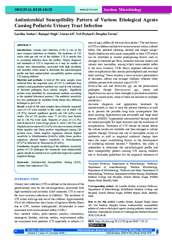 (PDF) Antimicrobial Susceptibility Pattern of Various Etiological ...