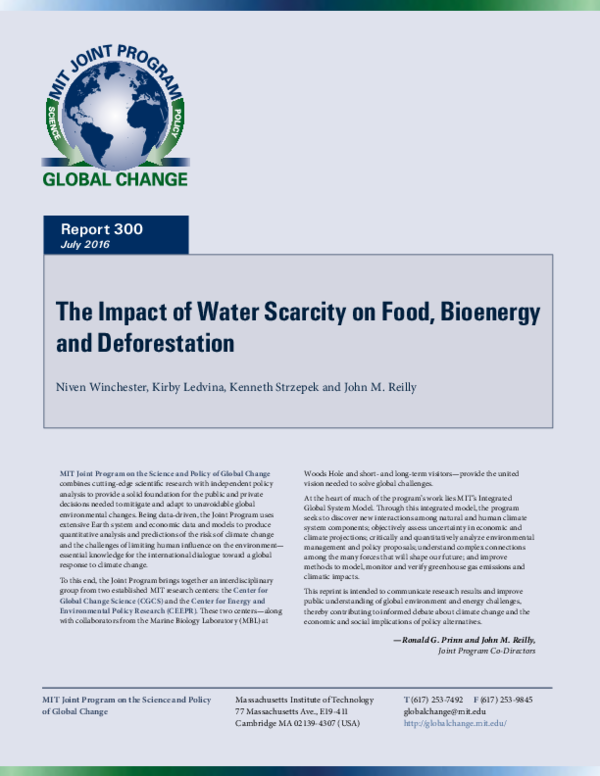 (PDF) The impact of water scarcity on food, bioenergy and deforestation