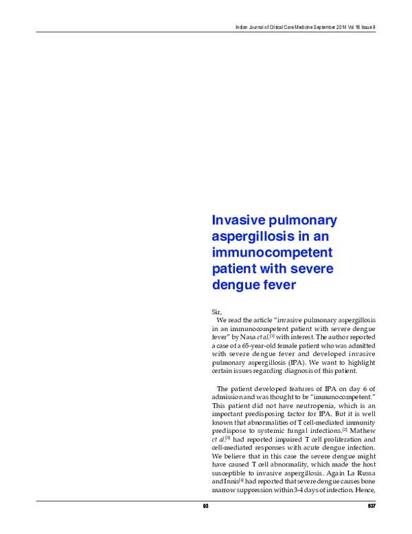(PDF) Invasive pulmonary aspergillosis in an immunocompetent patient ...