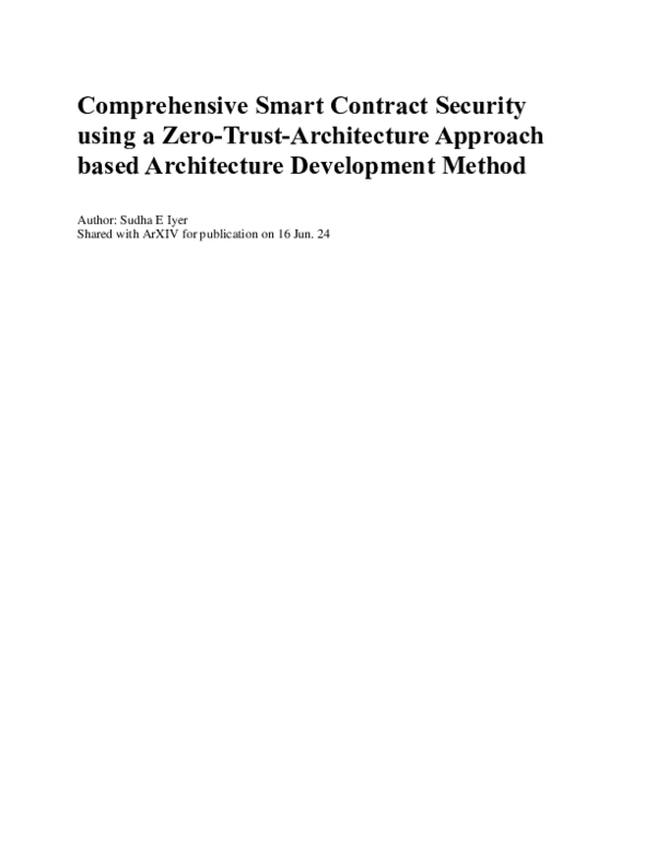 (PDF) Comprehensive Smart Contract Security using a Zero trust ...