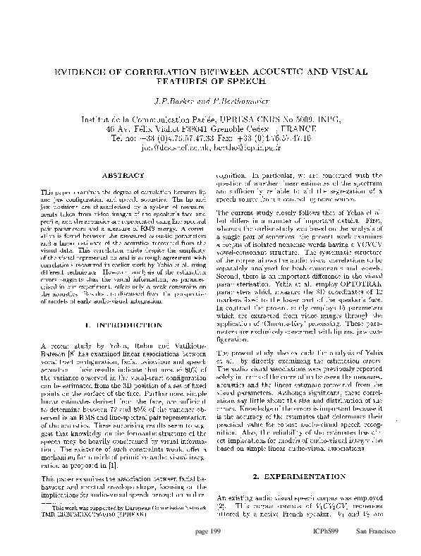 (PDF) Evidence of correlation between acoustic and visual features of ...