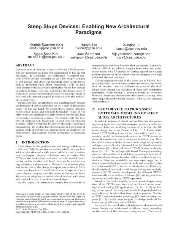 (PDF) Steep slope devices: Enabling new architectural paradigms