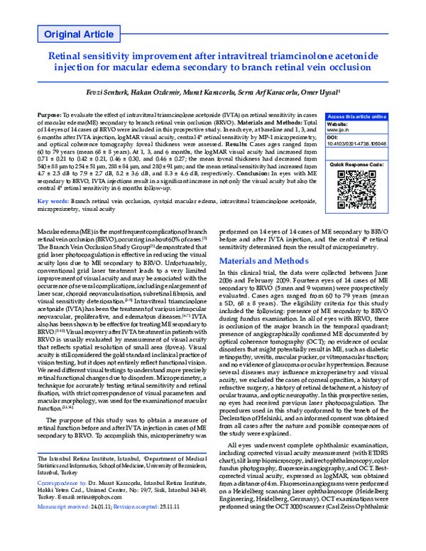 (PDF) Retinal sensitivity improvement after intravitreal triamcinolone ...