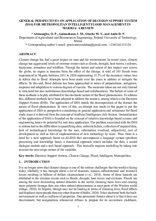 (PDF) GENERAL PERSPECTIVES ON APPLICATION OF DECISION SUPPORT SYSTEM ...