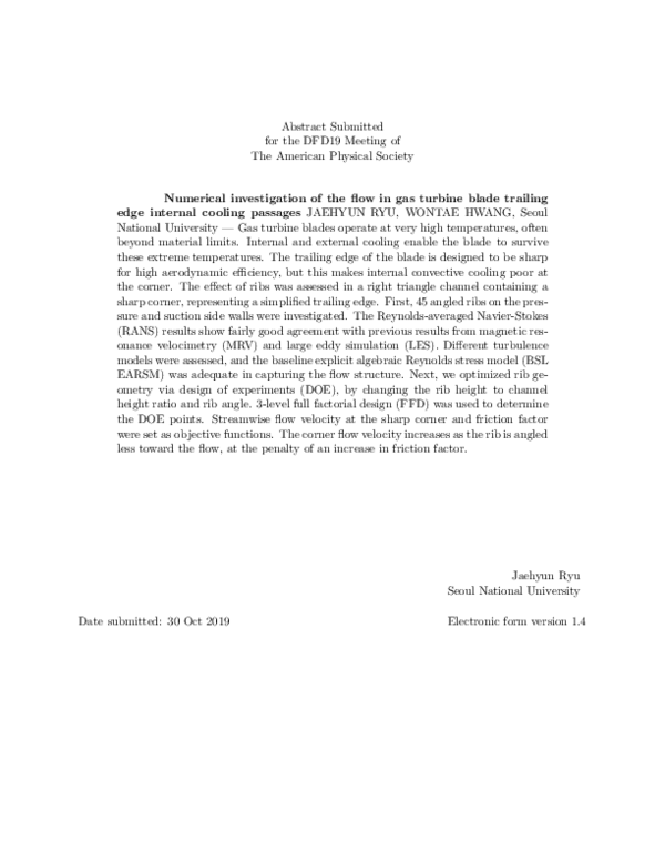 (PDF) Numerical investigation of the flow in gas turbine blade trailing ...