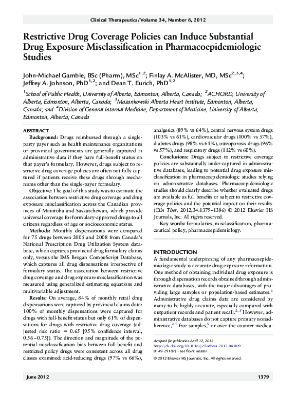 (PDF) Restrictive Drug Coverage Policies can Induce Substantial Drug ...