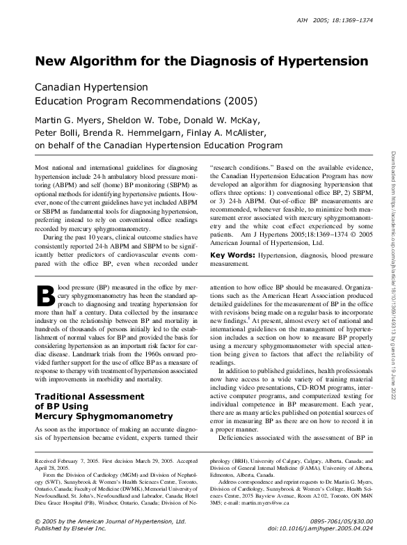 (PDF) New algorithm for the diagnosis of hypertension