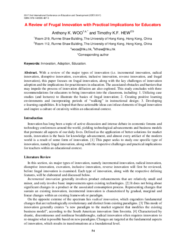 (PDF) A Review of Frugal Innovation with Practical Implications for ...