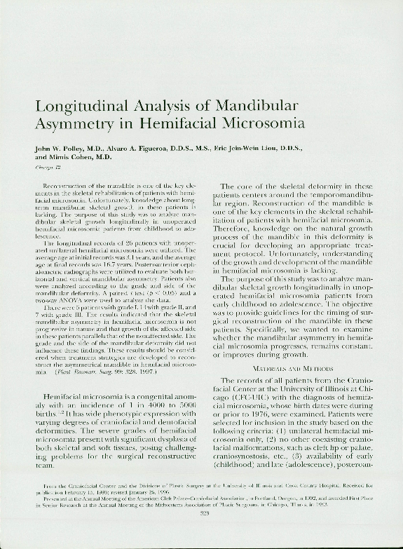 (PDF) Longitudinal Analysis of Mandibular Asymmetry in Hemifacial ...