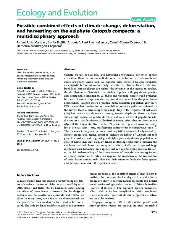 (PDF) Possible combined effects of climate change, deforestation, and ...
