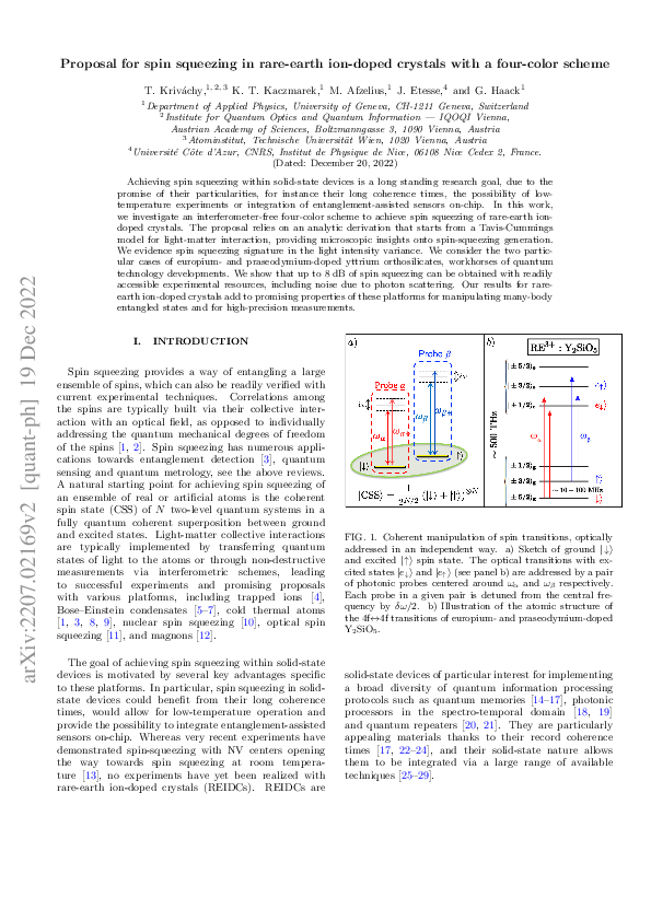 (PDF) Proposal for spin squeezing in rare-earth ion-doped crystals with ...