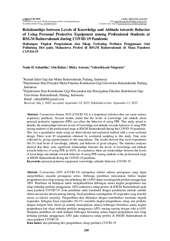 (PDF) Relationships between Levels of Knowledge and Attitude towards ...