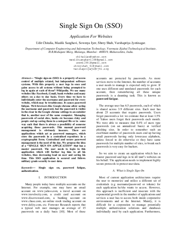 (PDF) Single Sign On ( SSO ) Application For Websites