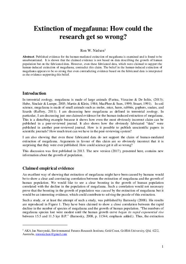 (PDF) Extinction of megafauna: How could the research get so wrong?