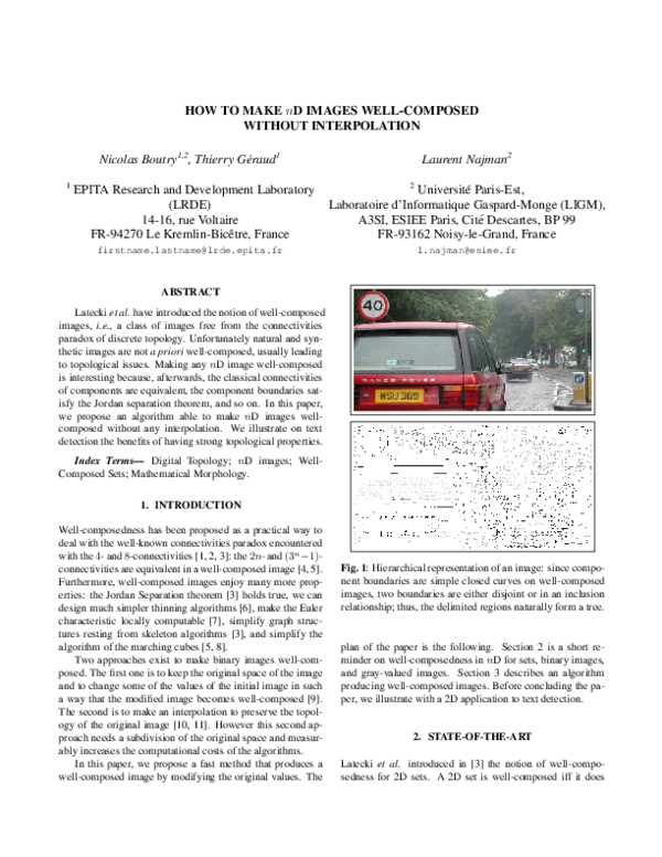 (PDF) How to make nD images well-composed without interpolation