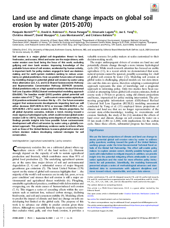 (PDF) Land use and climate change impacts on global soil erosion by ...