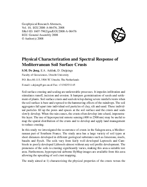 (PDF) Physical Characterization and Spectral Response of Mediterranean ...
