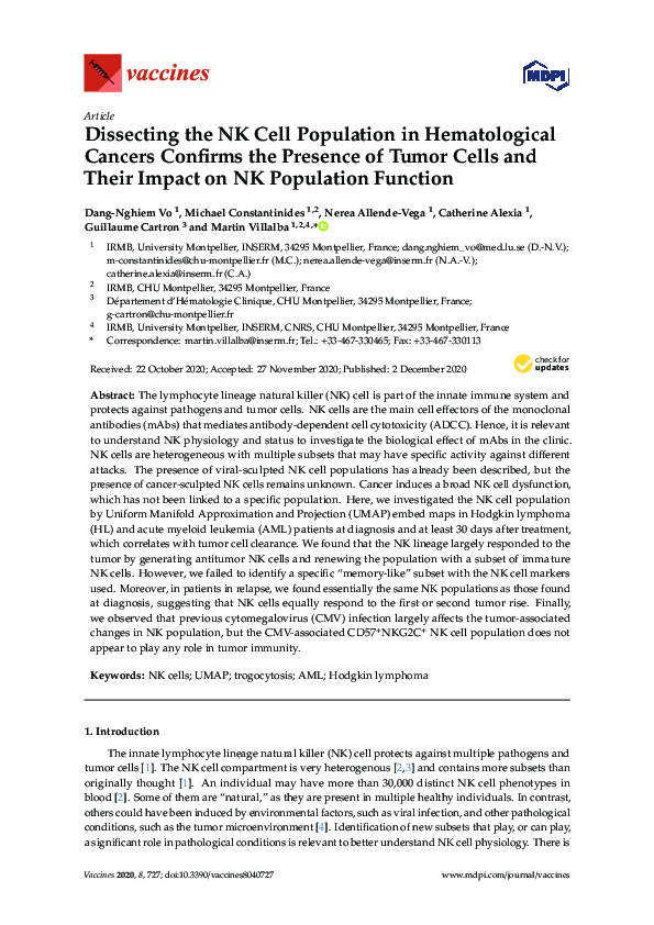 (PDF) Dissecting the NK Cell Population in Hematological Cancers ...