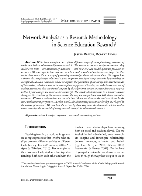 (PDF) Network Analysis as a Research Methodology in Science Education ...