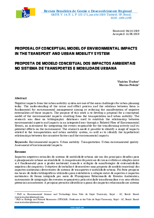 (PDF) Proposal of Conceptual Model of Environmental Impacts in the ...