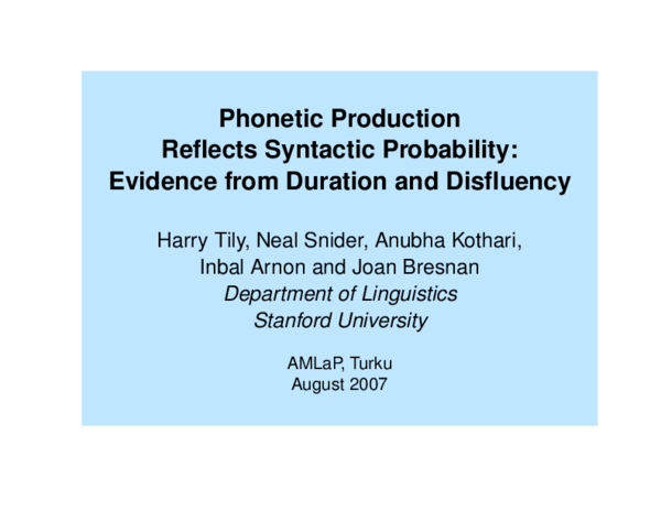 (PDF) Phonetic production reflects syntactic probability: Evidence from ...