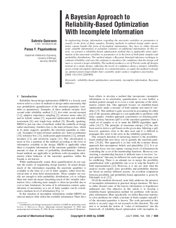 (PDF) A Bayesian Approach to Reliability-Based Optimization With ...