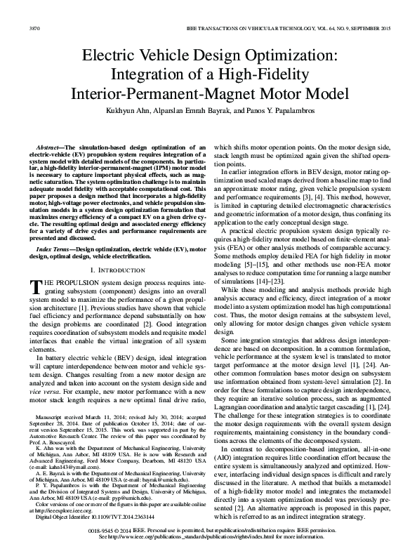 (PDF) Electric Vehicle Design Optimization: Integration of a High ...