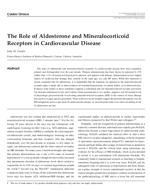 (PDF) The Role of Aldosterone and Mineralocorticoid Receptors in ...