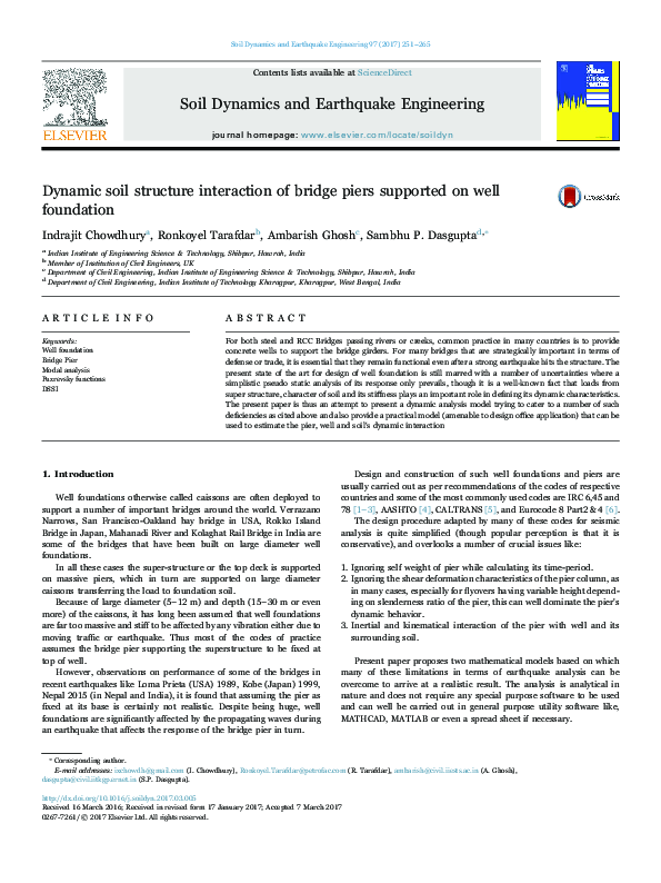 (PDF) Dynamic soil structure interaction of bridge piers supported on ...