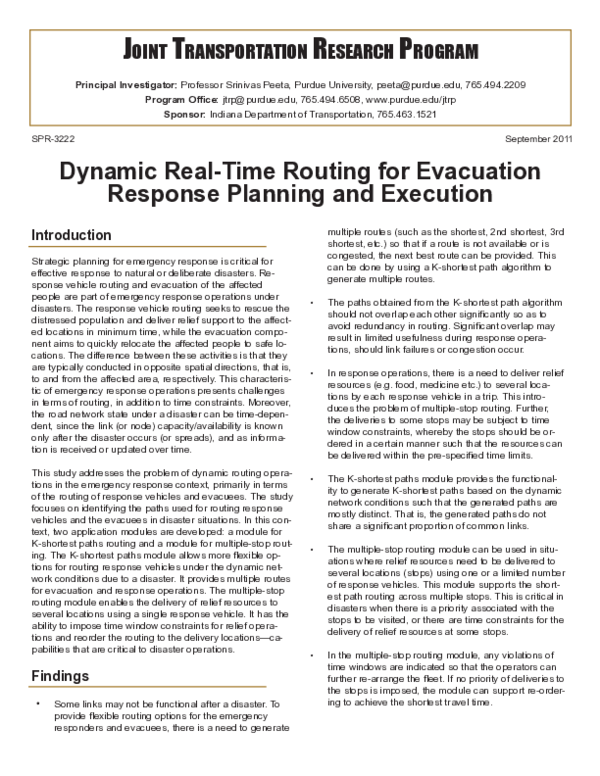 (PDF) Dynamic Real-Time Routing for Evacuation Response Planning and ...
