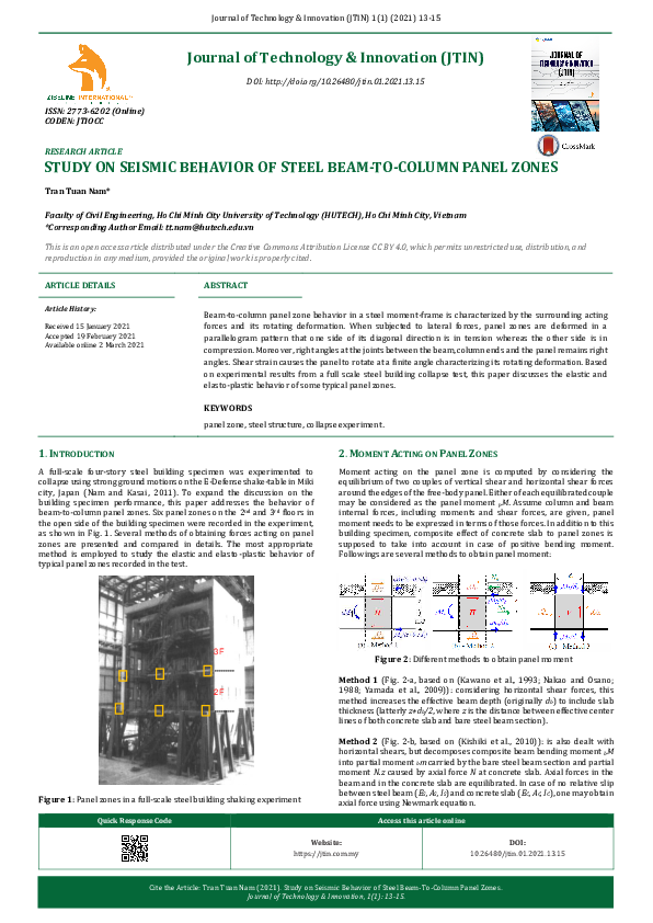 (PDF) Study on Seismic Behavior of Steel Beam-To-Column Panel Zones